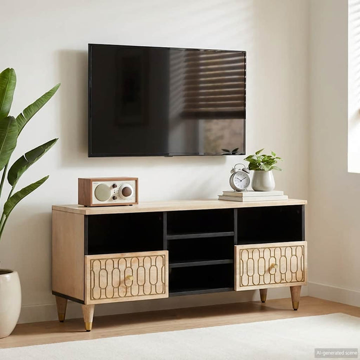 tv-bord 100x33x46 cm massivt mangotræ