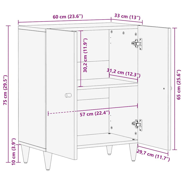 skab 60x33x75 cm massivt mangotræ
