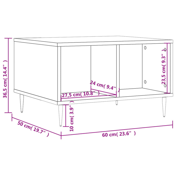 sofabord 60x50x36,5 cm konstrueret træ sonoma-eg