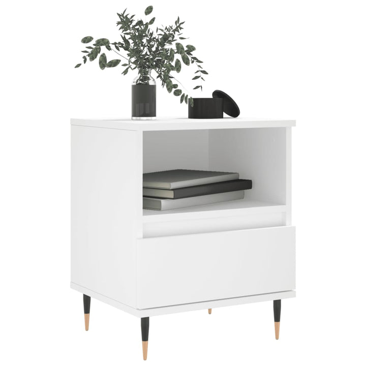 sengeborde 2 stk. 40x35x50 cm konstrueret træ hvid