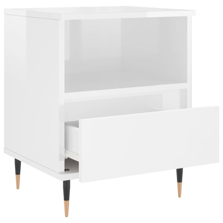 sengeskabe 2 stk. 40x35x50 cm konstrueret træ hvid højglans
