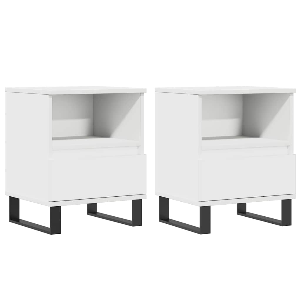 sengeborde 2 stk. 40x35x50 cm konstrueret træ hvid