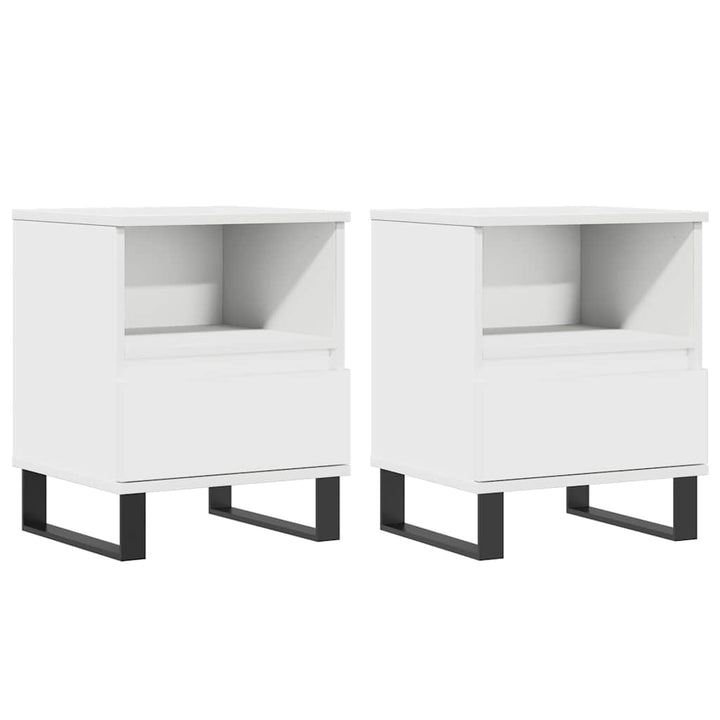 sengeborde 2 stk. 40x35x50 cm konstrueret træ hvid