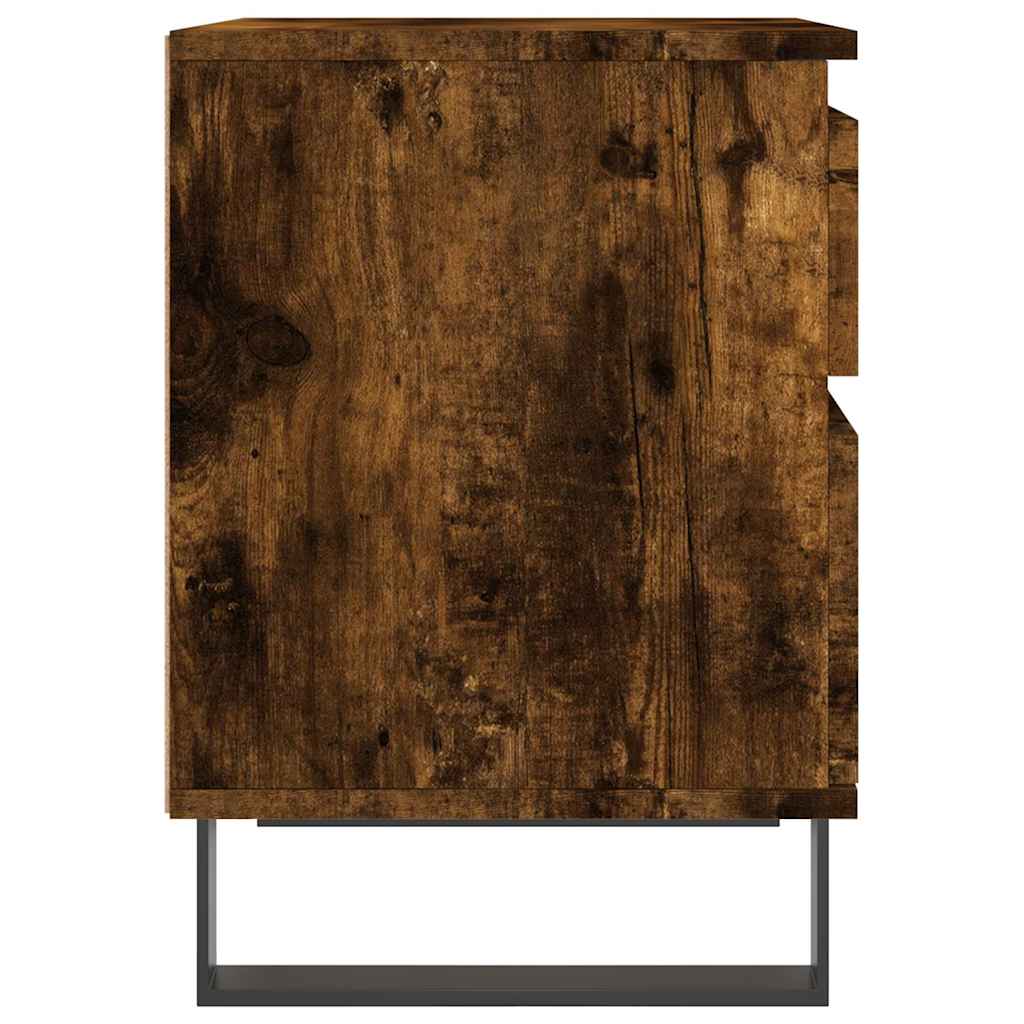 sengebord 40x35x50 cm konstrueret træ røget egetræsfarve