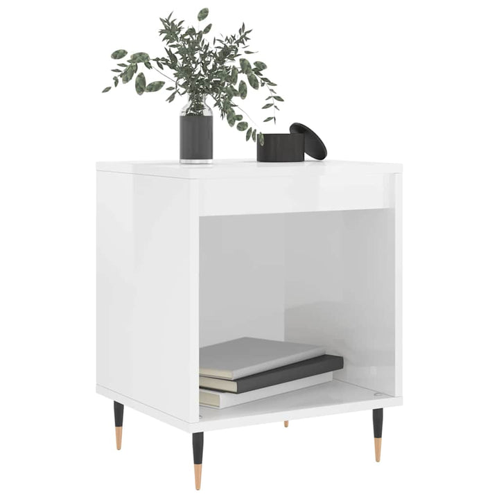 sengeskabe 2 stk. 40x35x50 cm konstrueret træ hvid højglans