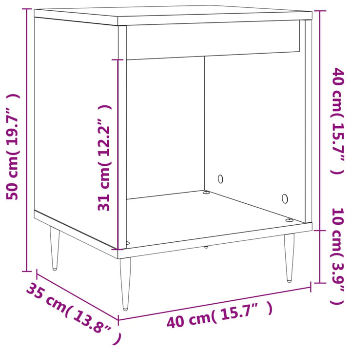 sengeborde 2 stk. 40x35x50 cm konstrueret træ sonoma-eg