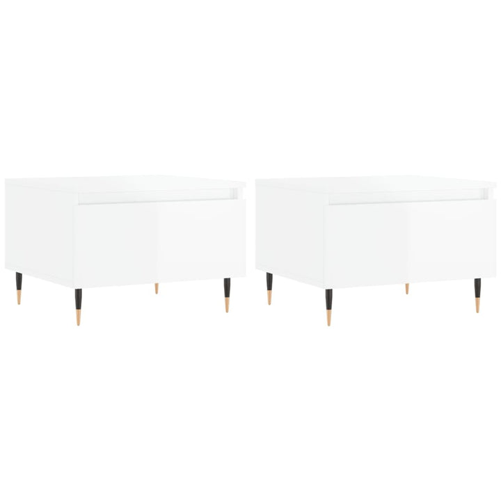 sofaborde 2 stk. 50x46x35 cm konstrueret træ hvid højglans