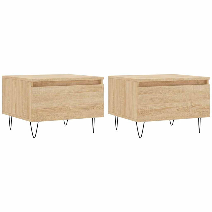 sofaborde 2 stk. 50x46x35 cm konstrueret træ sonoma-eg