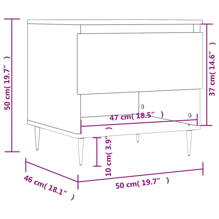 sofabord 50x46x50 cm konstrueret træ hvid