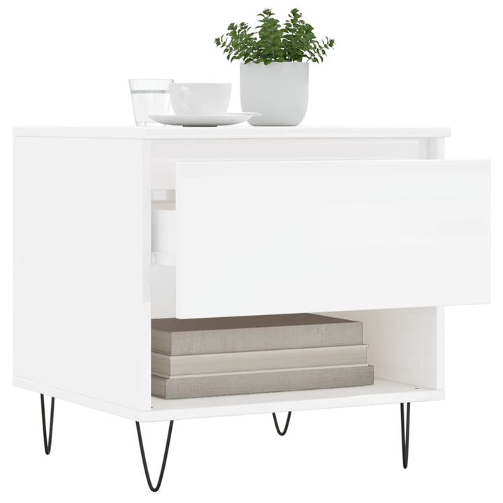 sofaborde 2 stk. 50x46x50 cm konstrueret træ hvid højglans
