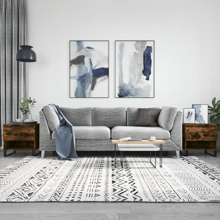 sofaborde 2 stk. 50x46x50 cm konstrueret træ røget egetræsfarve