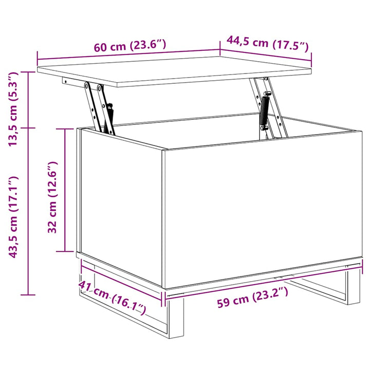 sofabord 60x44,5x45 cm konstrueret træ betongrå