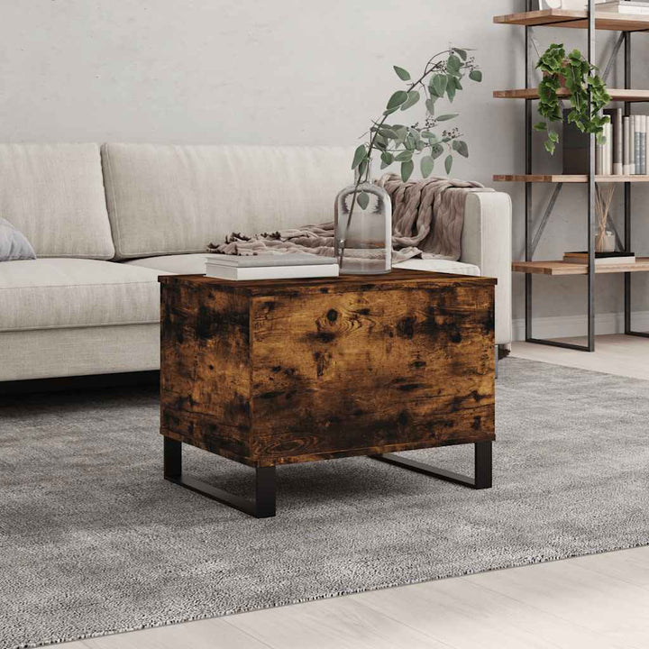 sofabord 60x44,5x45 cm konstrueret træ røget egetræsfarve