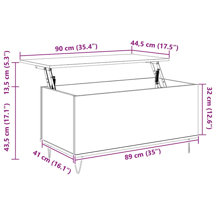 sofabord 90x44,5x45 cm konstrueret træ hvid