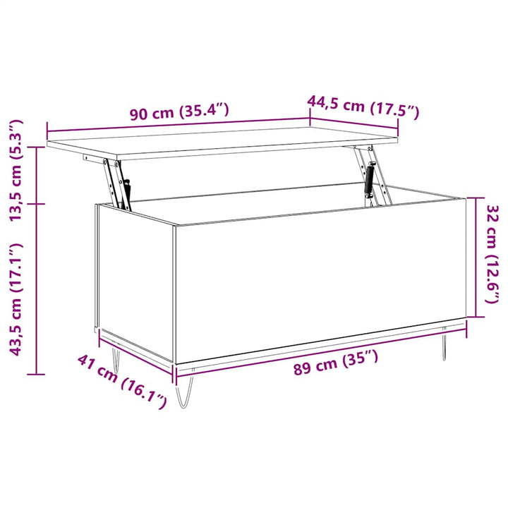 sofabord 90x44,5x45 cm konstrueret træ sort