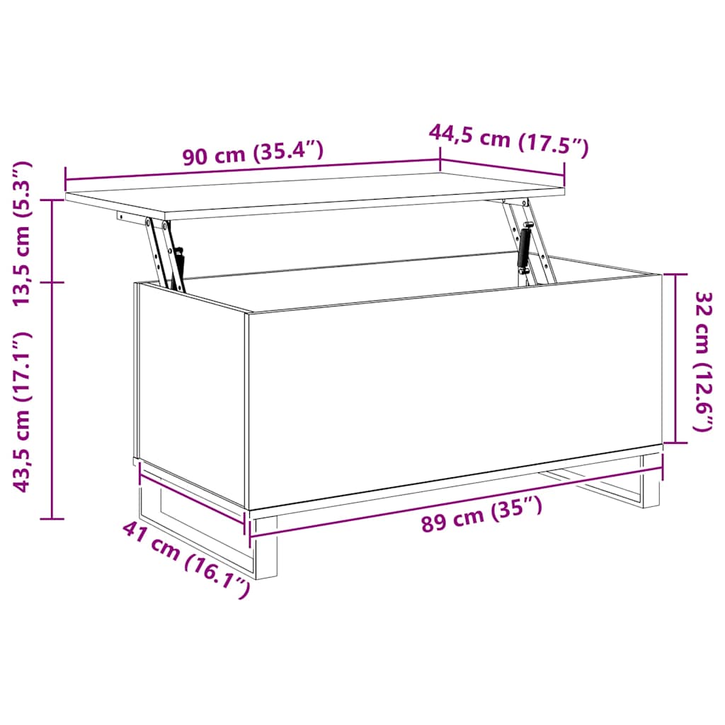 sofabord 90x44,5x45 cm konstrueret træ hvid