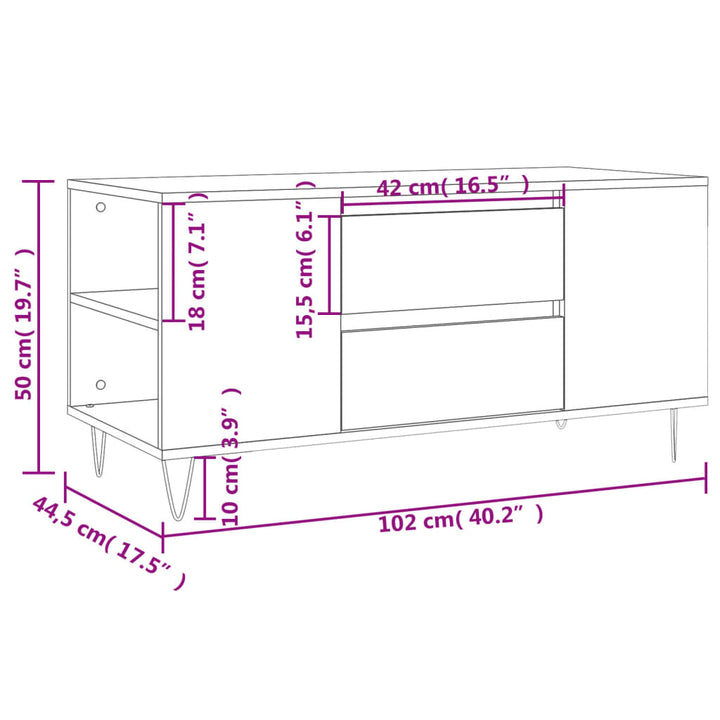 sofabord 102x44,5x50 cm konstrueret træ sort