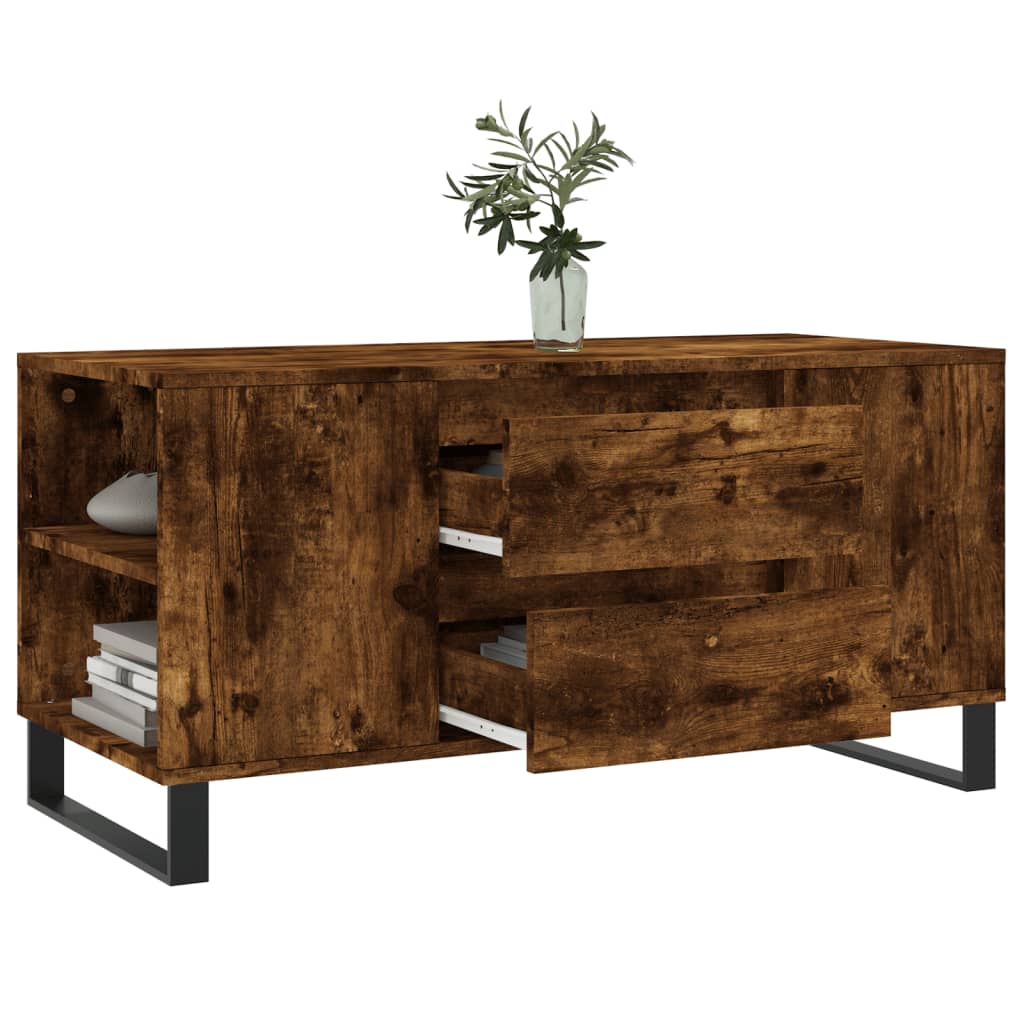 sofabord 102x44,5x50 cm konstrueret træ røget egetræsfarve