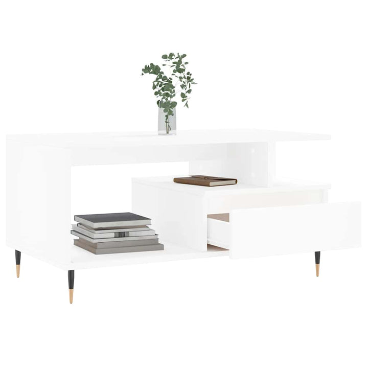 sofabord 90x49x45 cm konstrueret træ hvid
