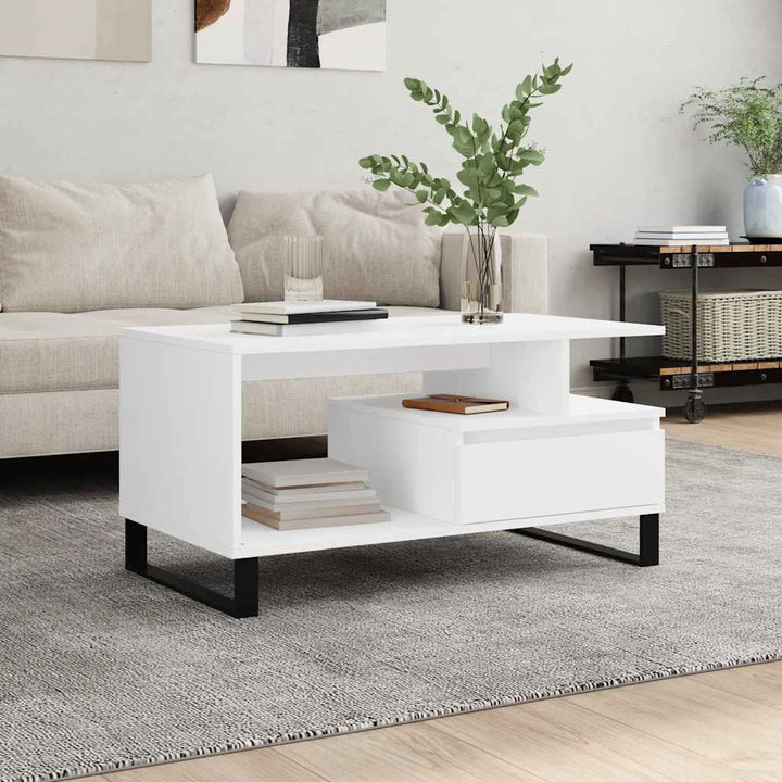 sofabord 90x49x45 cm konstrueret træ hvid