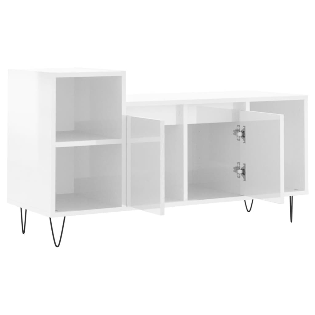 tv-bord 100x35x55 cm konstrueret træ hvid højglans