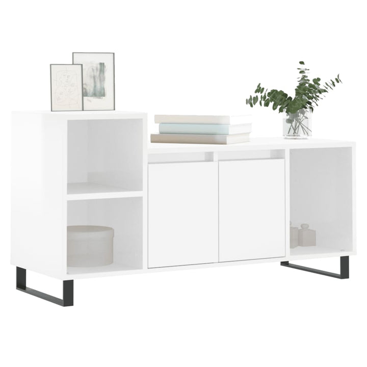 tv-bord 100x35x55 cm konstrueret træ hvid højglans