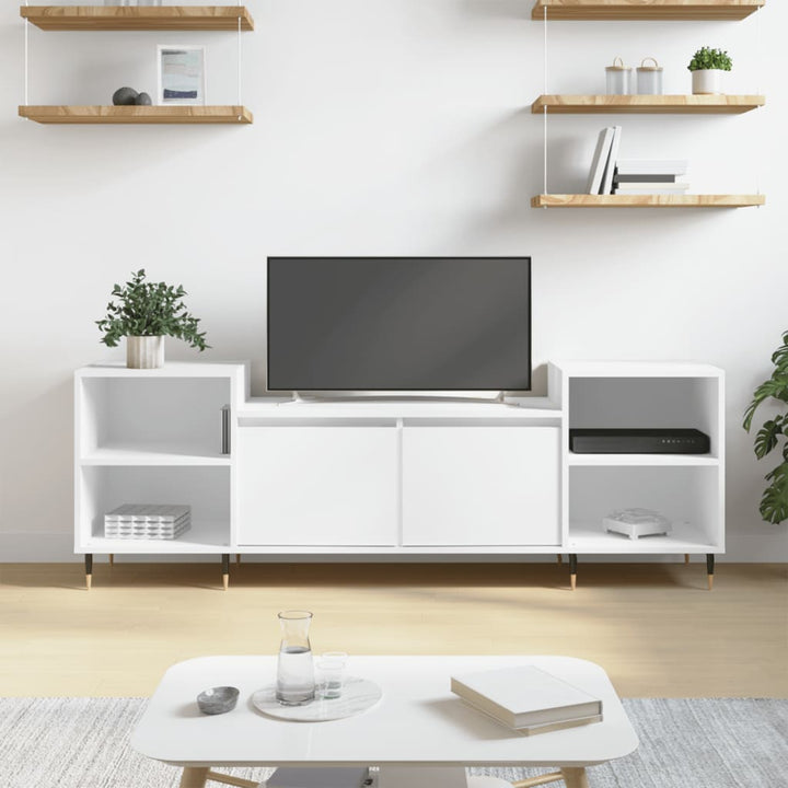 tv-bord 160x35x55 cm konstrueret træ hvid