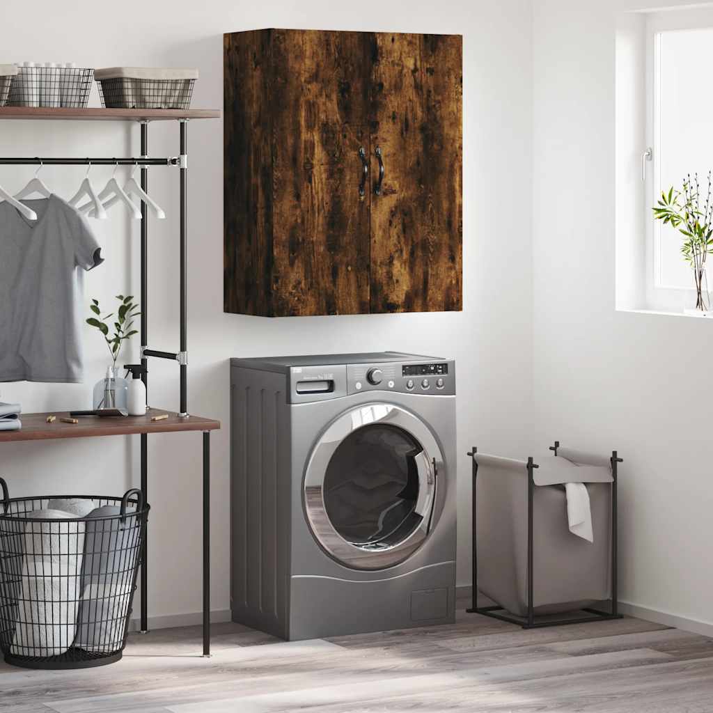 vægskab 69,5x34x90 cm konstrueret træ røget sonoma-eg