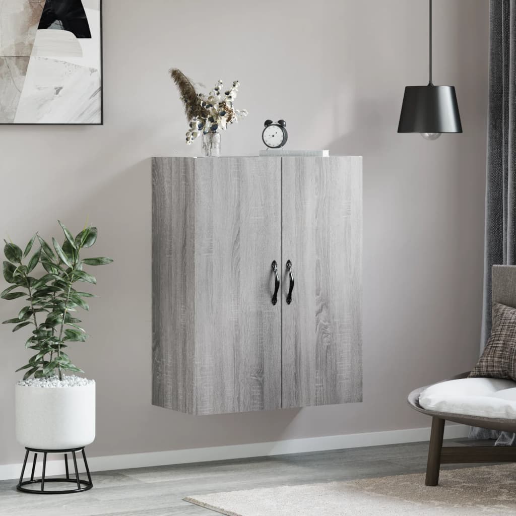 vægskab 69,5x34x90 cm konstrueret træ grå sonoma-eg