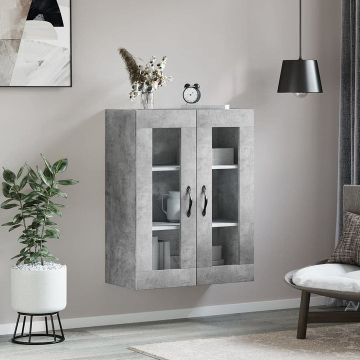 vægskab 69,5x34x90 cm konstrueret træ betongrå
