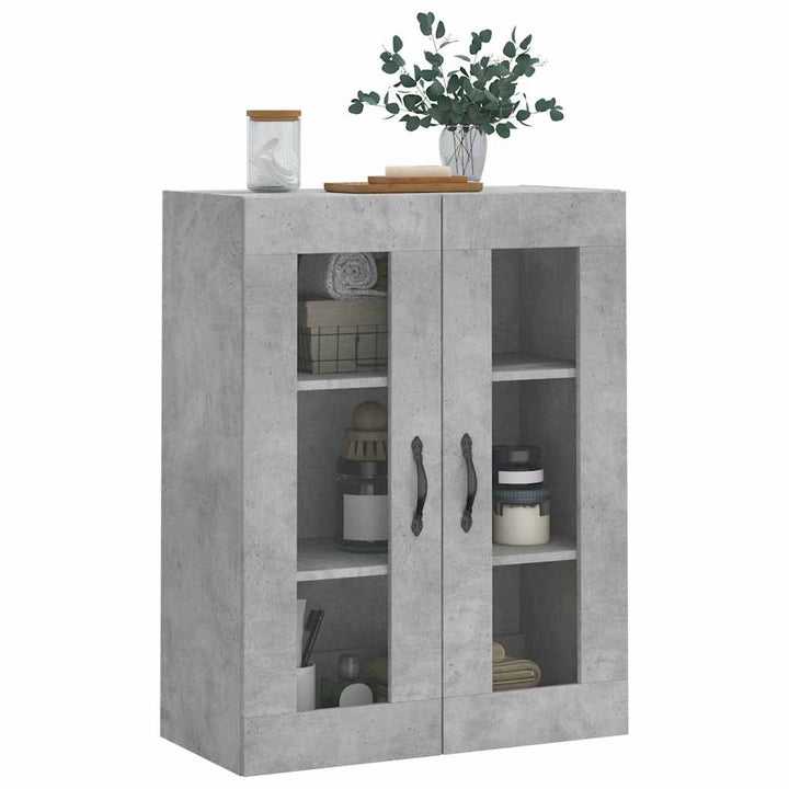 vægskab 69,5x34x90 cm konstrueret træ betongrå
