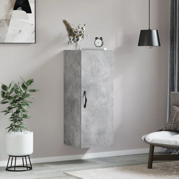 vægskab 34,5x34x90 cm konstrueret træ betongrå