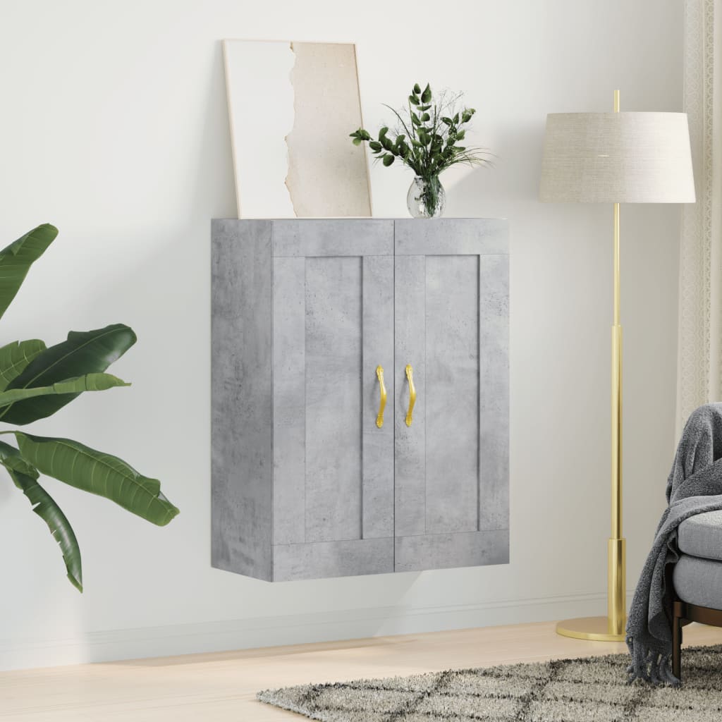 vægskab 69,5x34x90 cm konstrueret træ betongrå