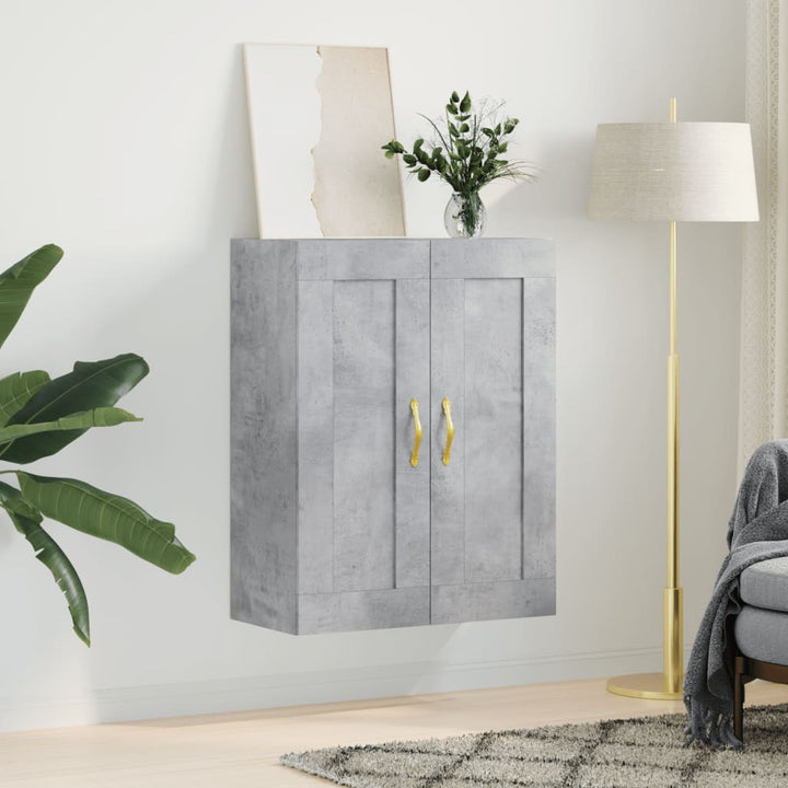 vægskab 69,5x34x90 cm konstrueret træ betongrå