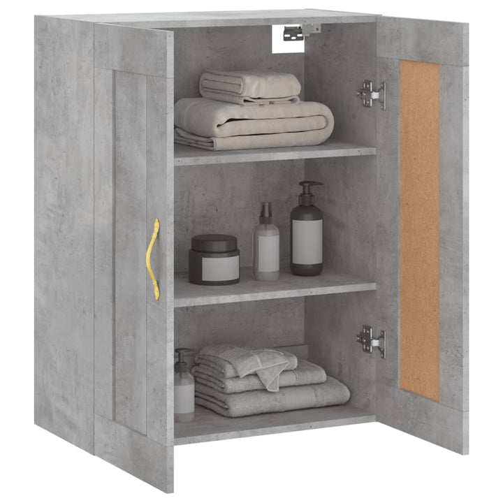 vægskab 69,5x34x90 cm konstrueret træ betongrå