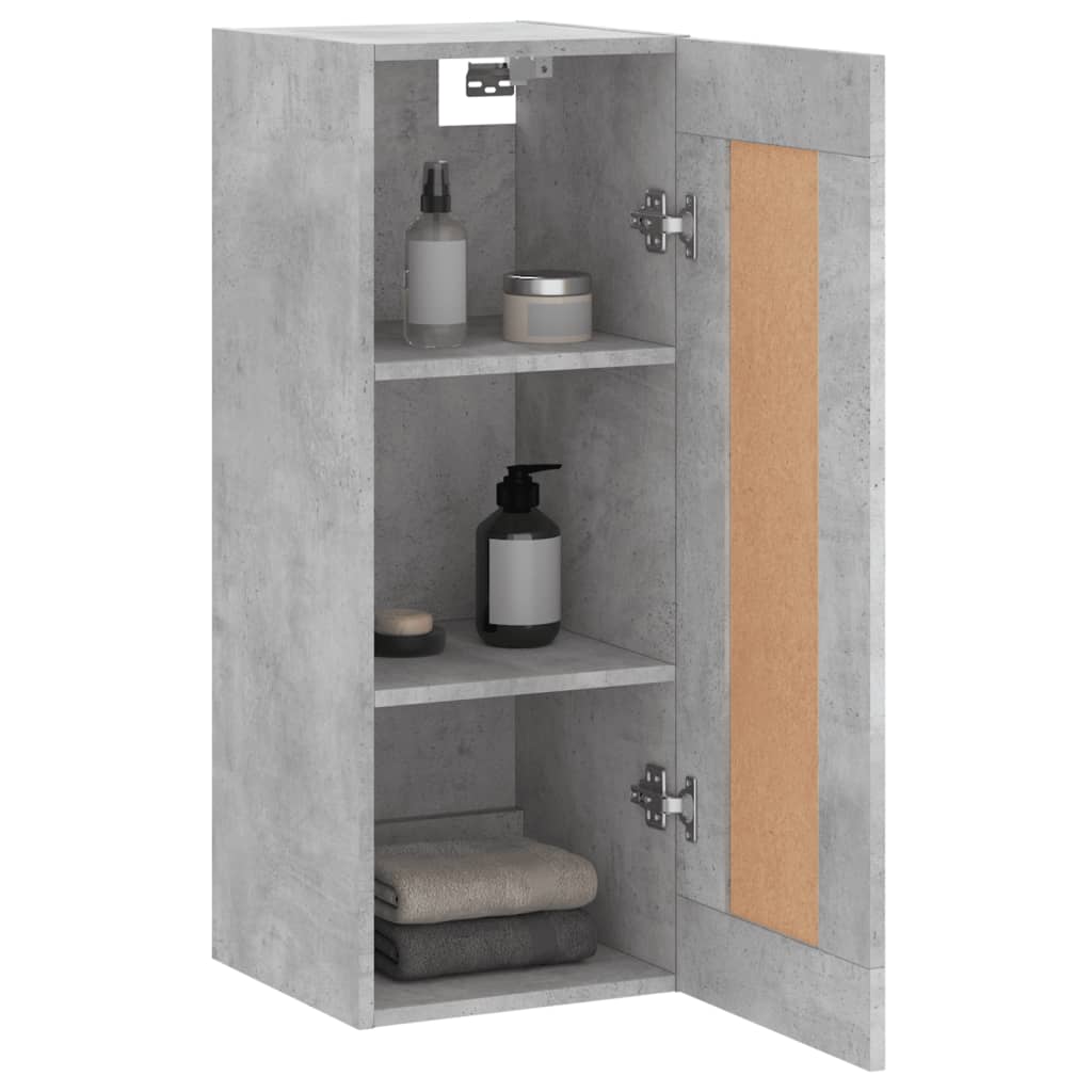 vægskab 34,5x34x90 cm konstrueret træ betongrå
