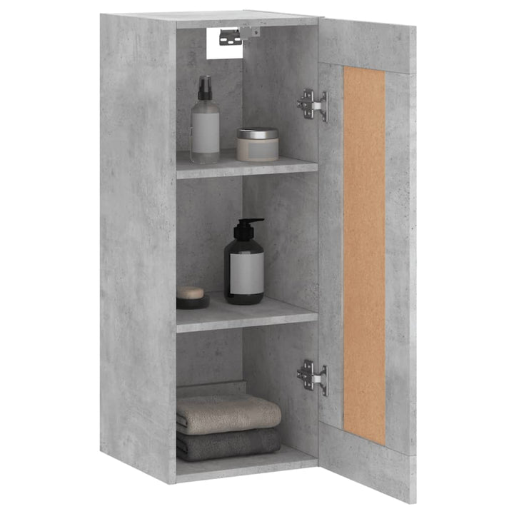 vægskab 34,5x34x90 cm konstrueret træ betongrå