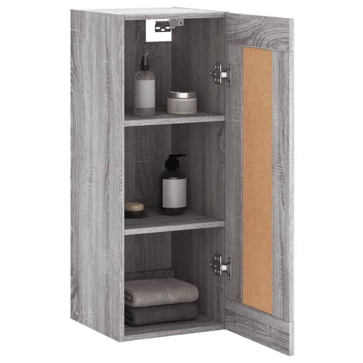 vægskab 34,5x34x90 cm konstrueret træ grå sonoma-eg