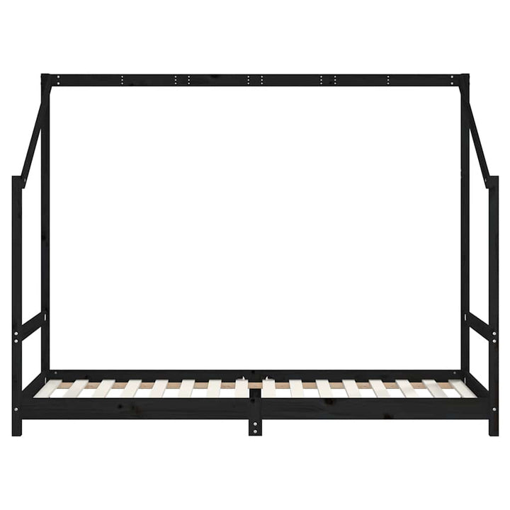 sengeramme til juniorseng 80x200 cm massivt fyrretræ sort