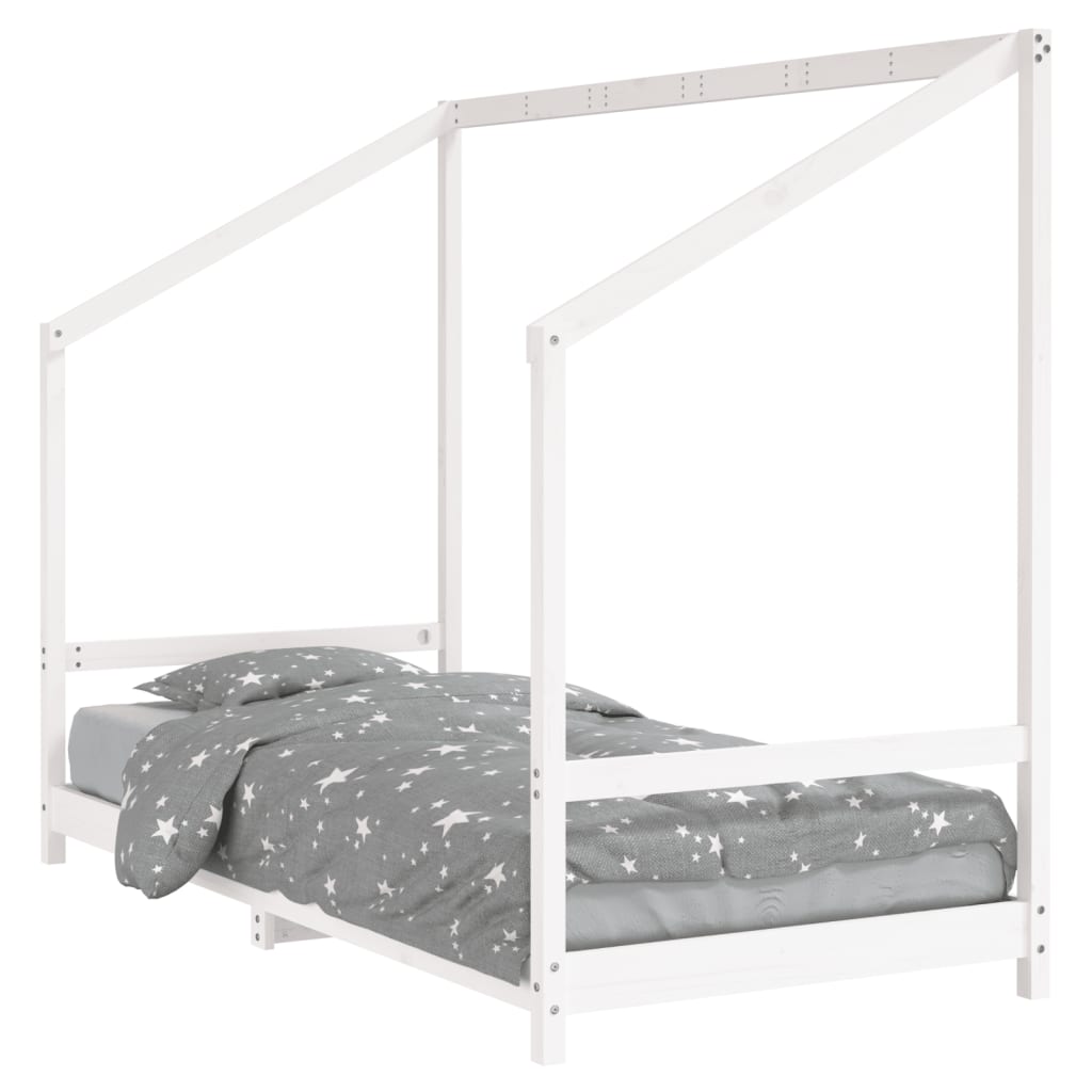 sengeramme til juniorseng 90x200 cm massivt fyrretræ hvid