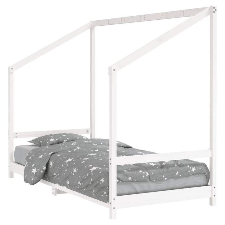 sengeramme til juniorseng 90x200 cm massivt fyrretræ hvid