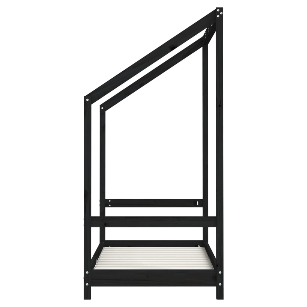sengeramme til juniorseng 70x140 cm massivt fyrretræ sort