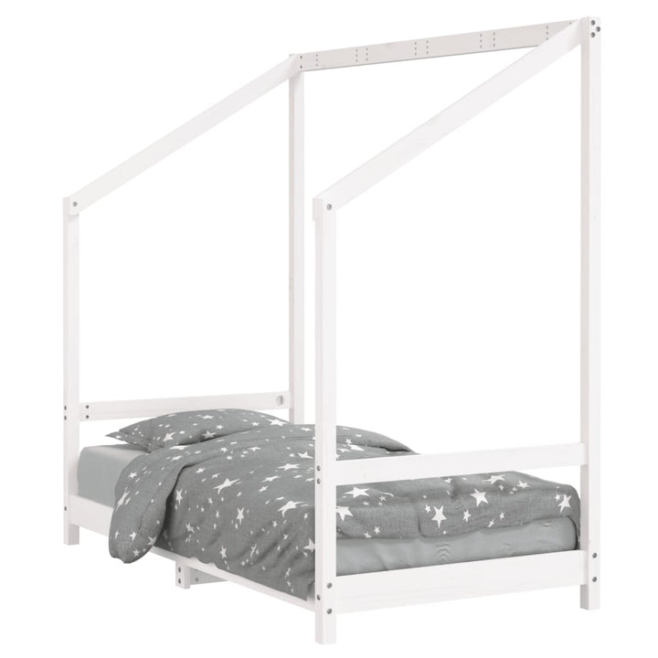 sengeramme til juniorseng 80x160 cm massivt fyrretræ hvid