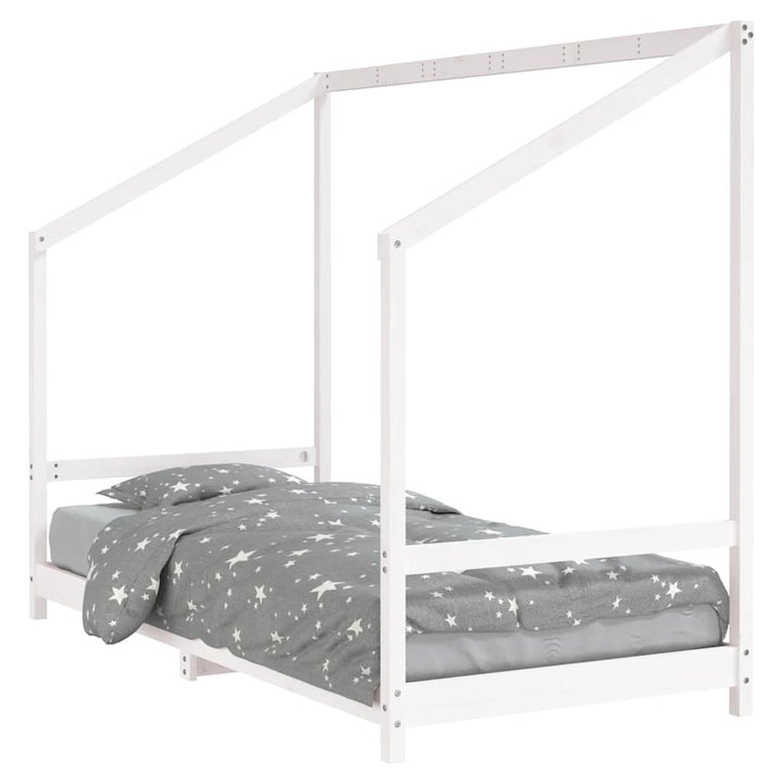 sengeramme til juniorseng 90x190 cm massivt fyrretræ hvid