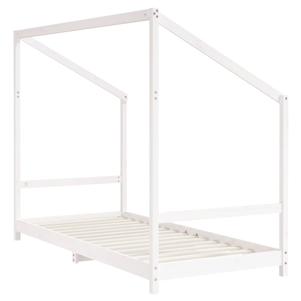 sengeramme til juniorseng 90x190 cm massivt fyrretræ hvid