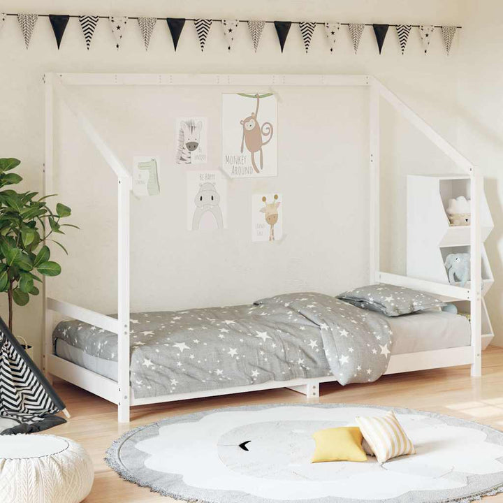 sengeramme til juniorseng 90x190 cm massivt fyrretræ hvid