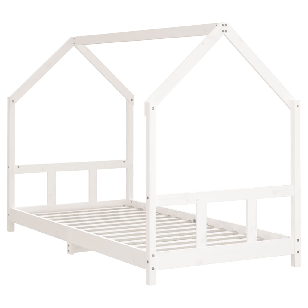 sengeramme til juniorseng 90x200 cm massivt fyrretræ hvid