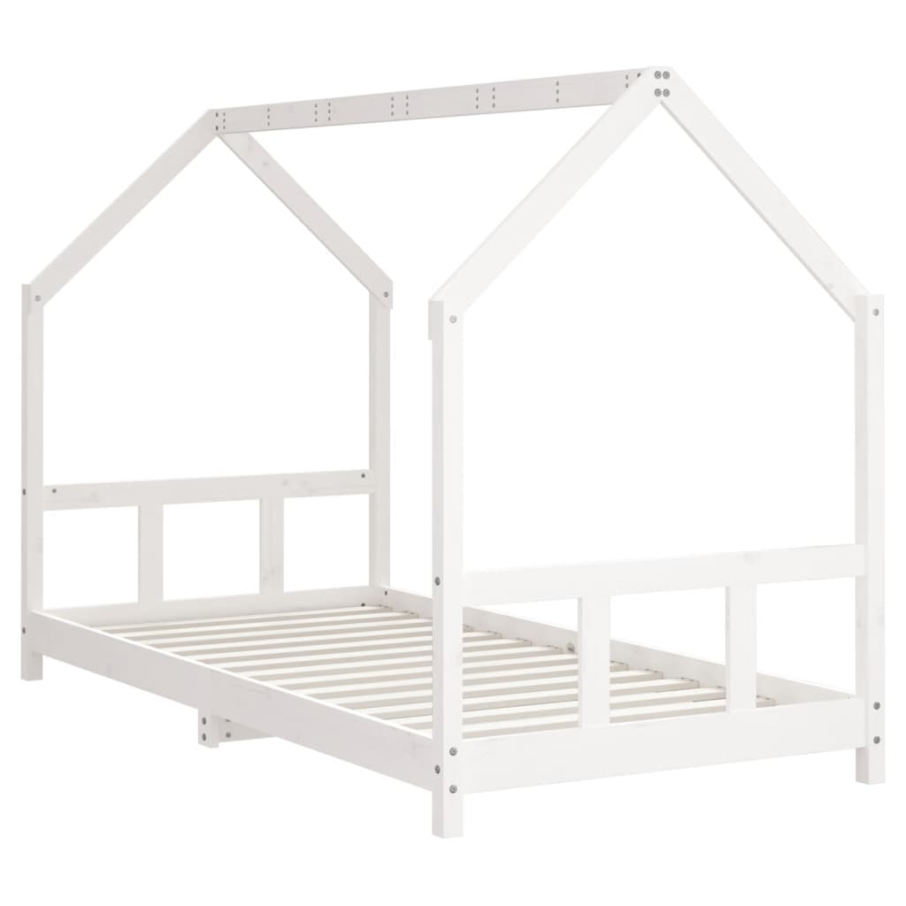 sengeramme til juniorseng 90x200 cm massivt fyrretræ hvid