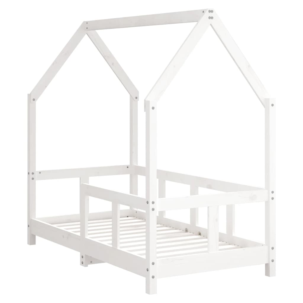 sengeramme til juniorseng 70x140 cm massivt fyrretræ hvid