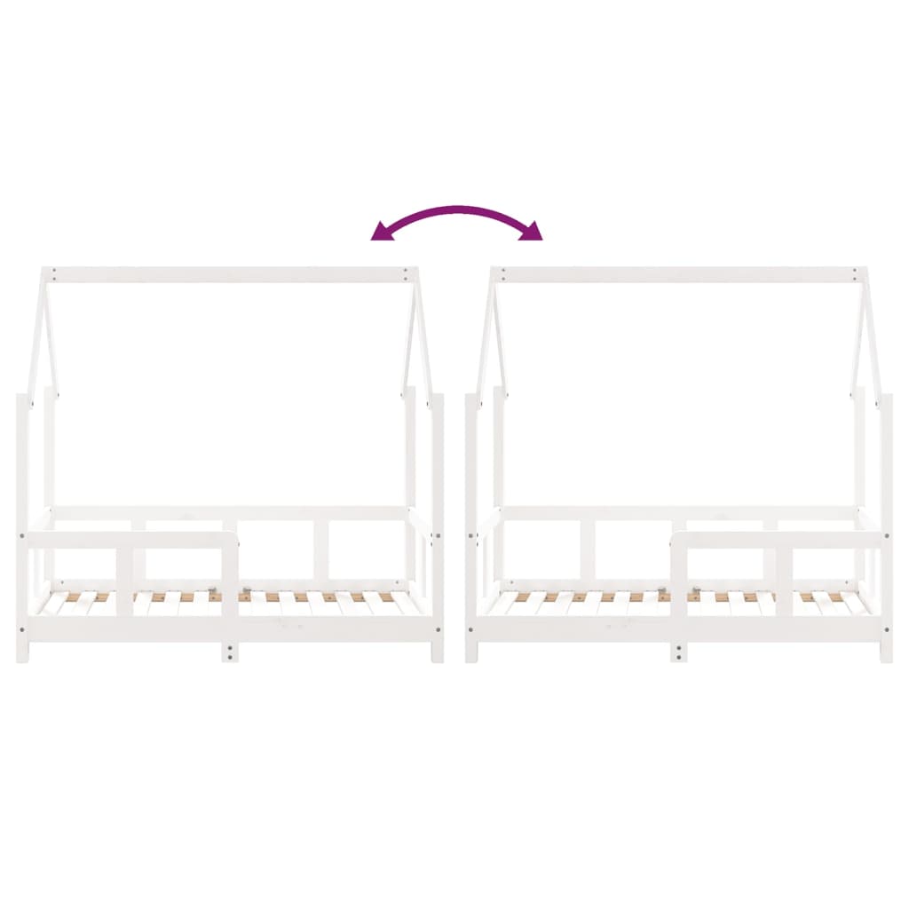 sengeramme til juniorseng 70x140 cm massivt fyrretræ hvid